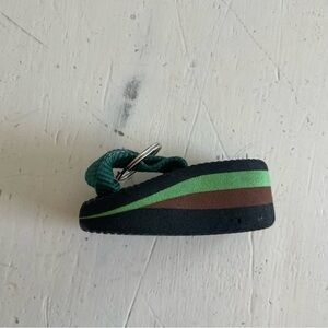 Platform Flip Flop Keychain Black Brown & Green 3"